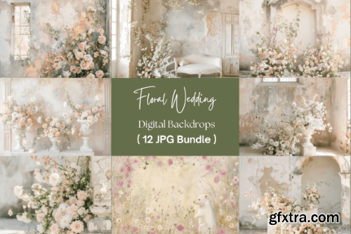 Floral Wedding Digital Backdrops