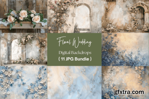 Floral Wedding Digital Backdrops