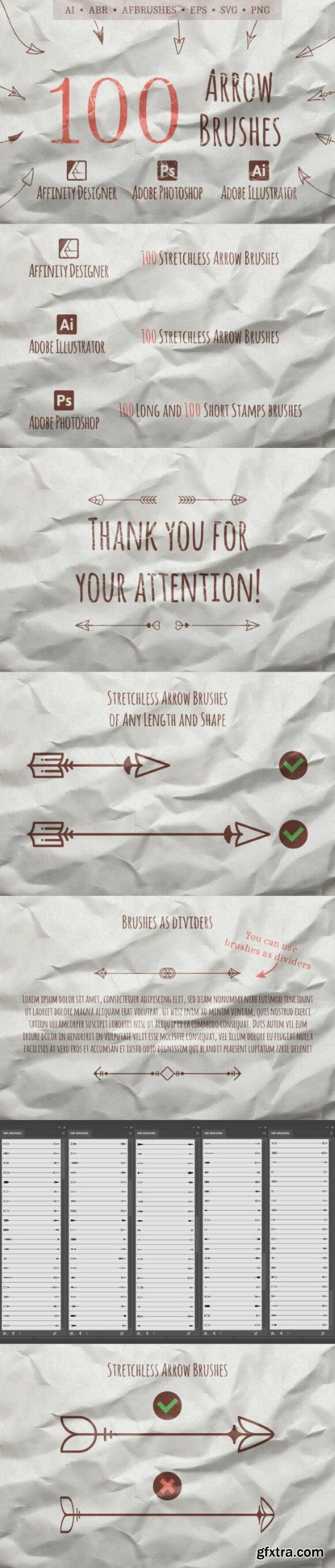 100 Stretchless Arrow Brushes