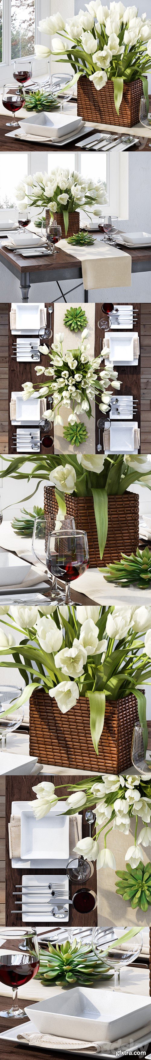 Tableware with tulips