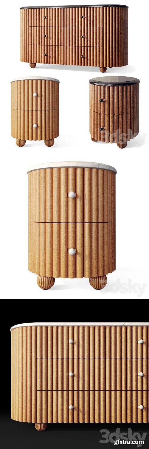 Chest of drawers oval bedside table Carlisle Soho Home