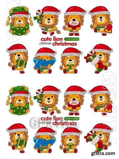 cute lion celebrate christmas #01 8Y67SWW