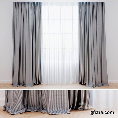 Curtains gray with tulle | Modern curtains