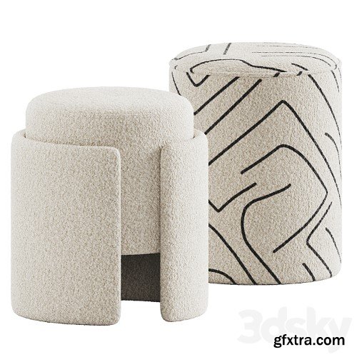 Lambhair Ottoman & Renwill Rachelle Stools