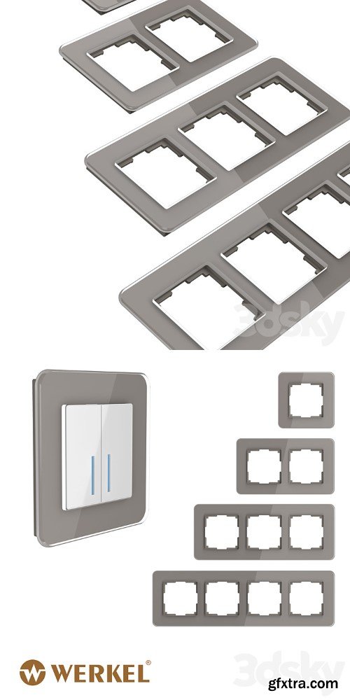 Glass frames for sockets and switches Elite Smoke Werkel