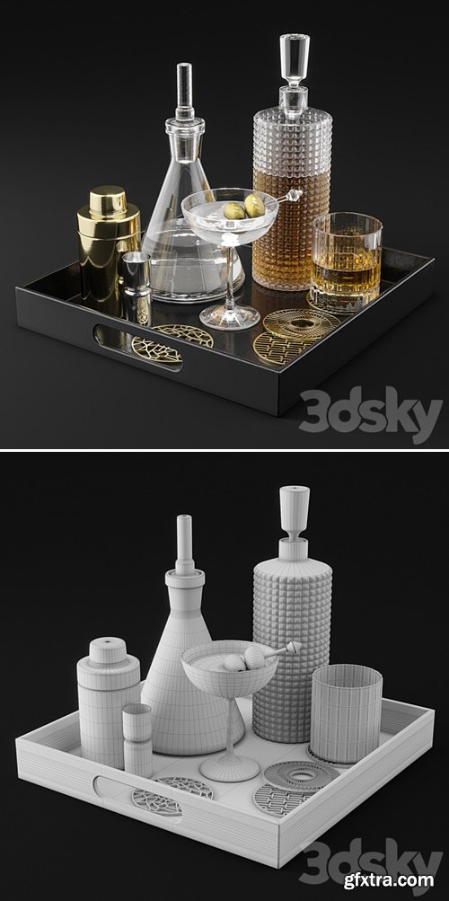 CB2 Barware Coffee Table Decor Set 1