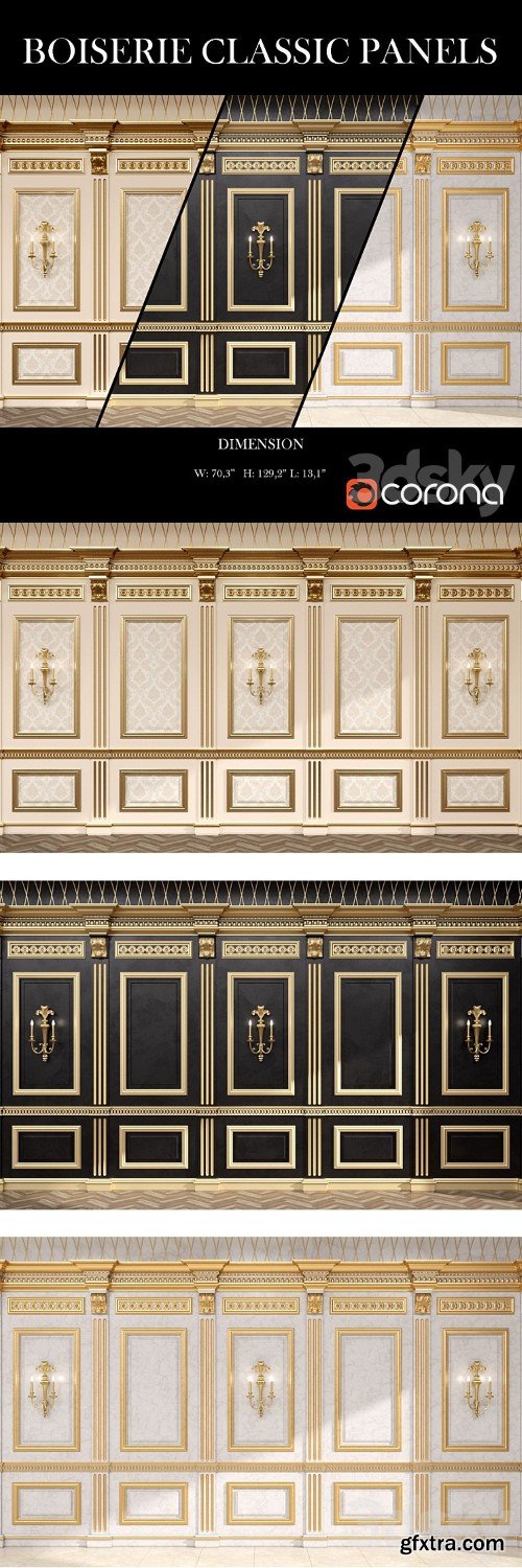 Boiserie classic panels and Decorative Crafts Wood Sconce - 1850