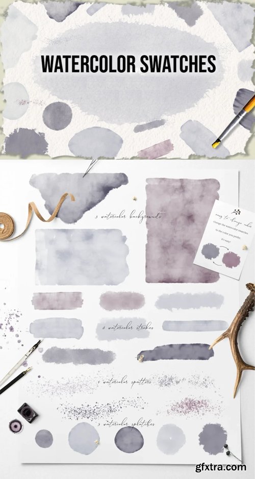 20 Watercolor Swatches Collection for Photoshop