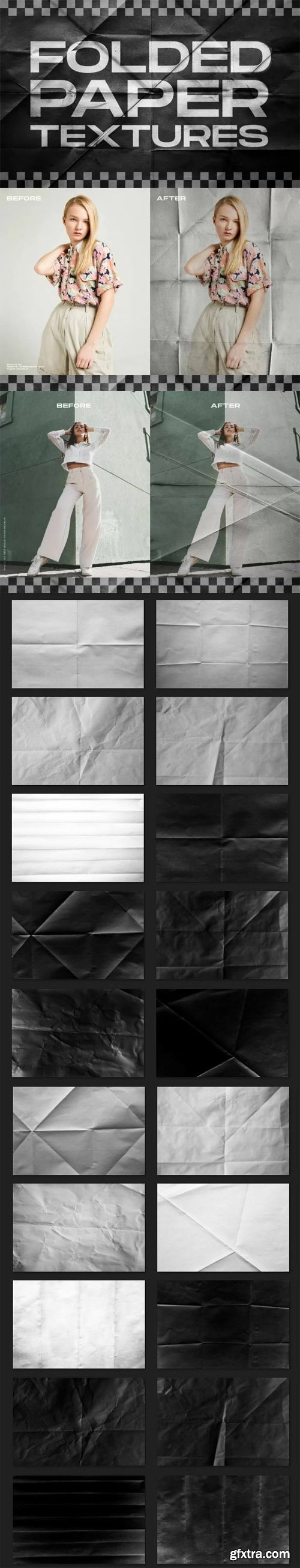 20 Folded Paper Overlays for Photoshop