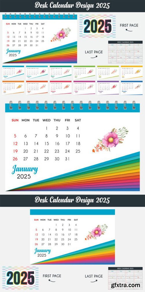 Creative 2025 Desk Calendar - Vector Design Templates