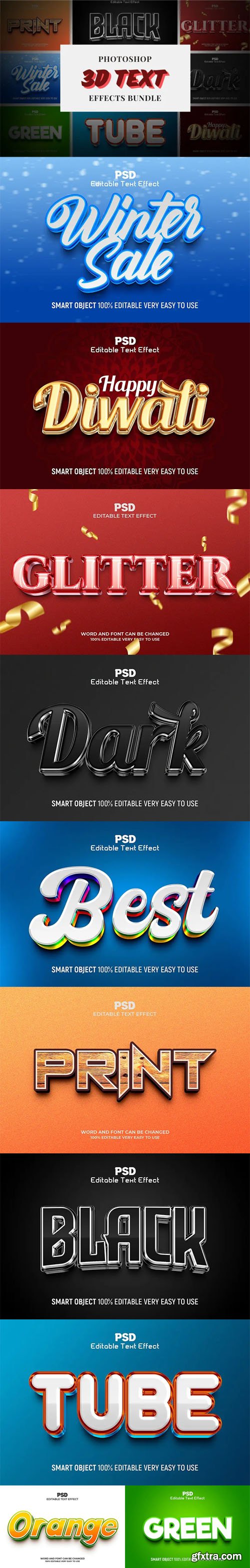 3D Text Effects Bundle - 10 Photoshop Styles