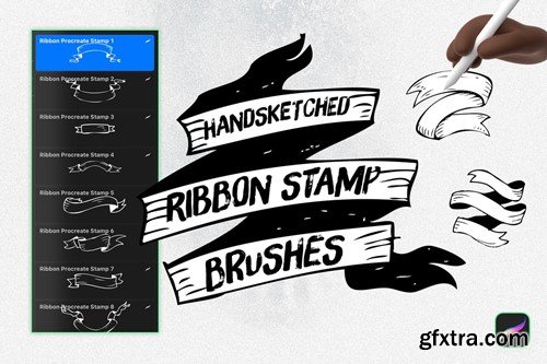 Handsketched Ribbon Procreate Stamp Brushes U6KWDXC