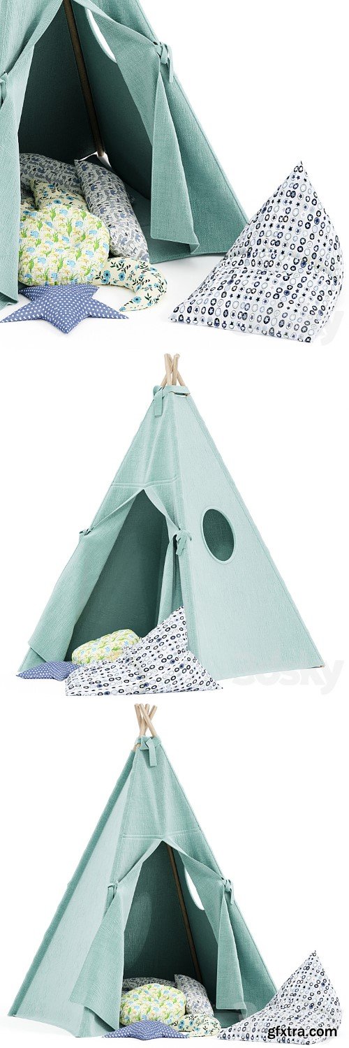 Kids Teepee Tent Set Mint