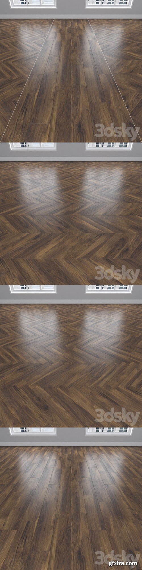 Parquet Oak, 3 types: herringbone, linear, chevron.