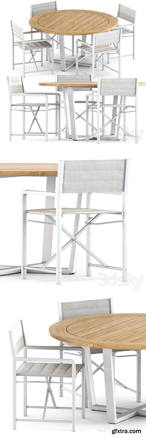 Cross Aluminium chair and Fuse Dining table by Manutti