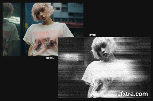 Desaturated Halftone Motion Blur Photo Effect AY6R67Q