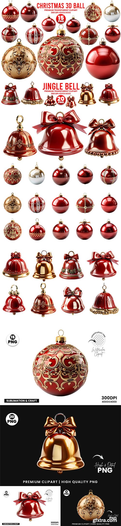 3D Holiday Balls and Jingle Bells