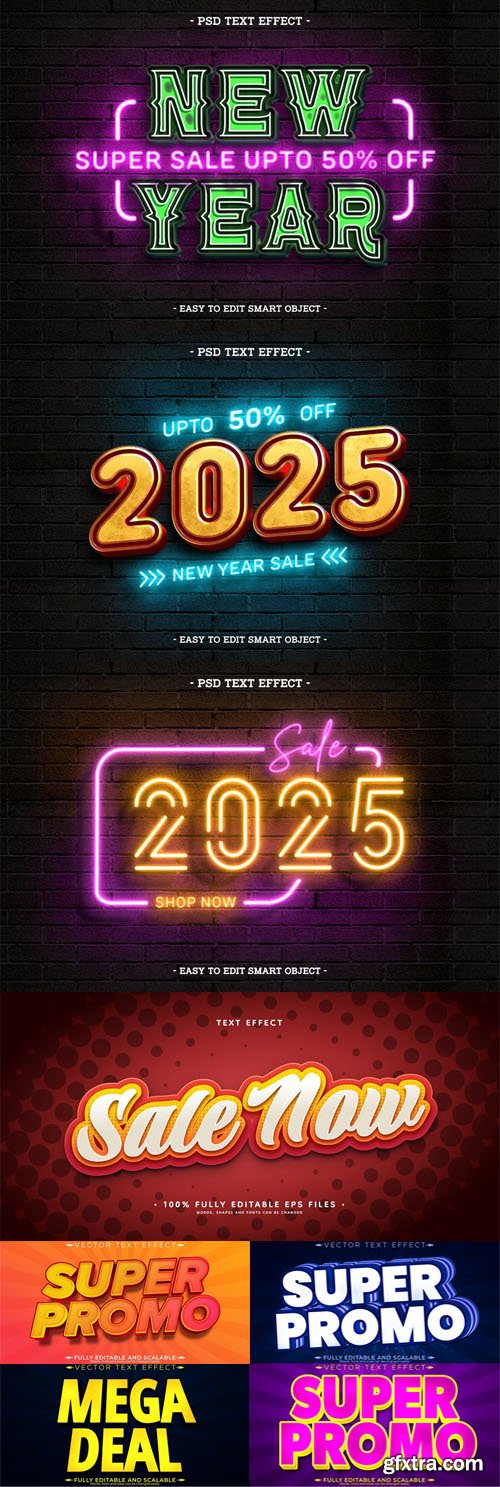 New Year 2025 Sales Text Effects for Photoshop & Illustrator