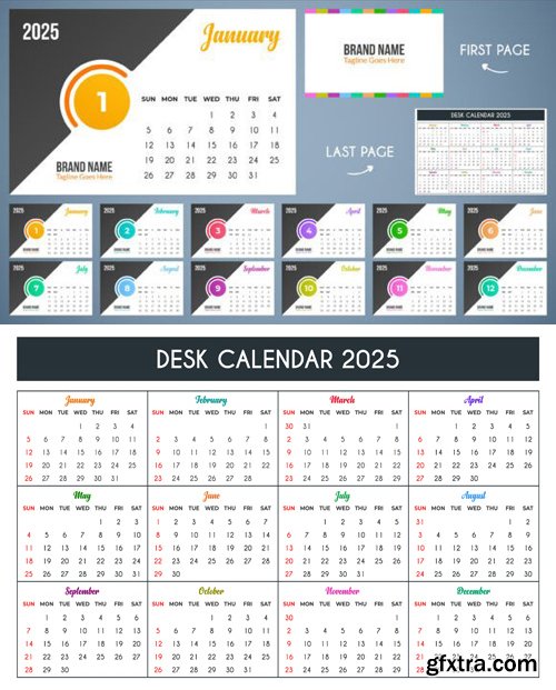 2025 New Year Minimalist Desk Calendar Templates