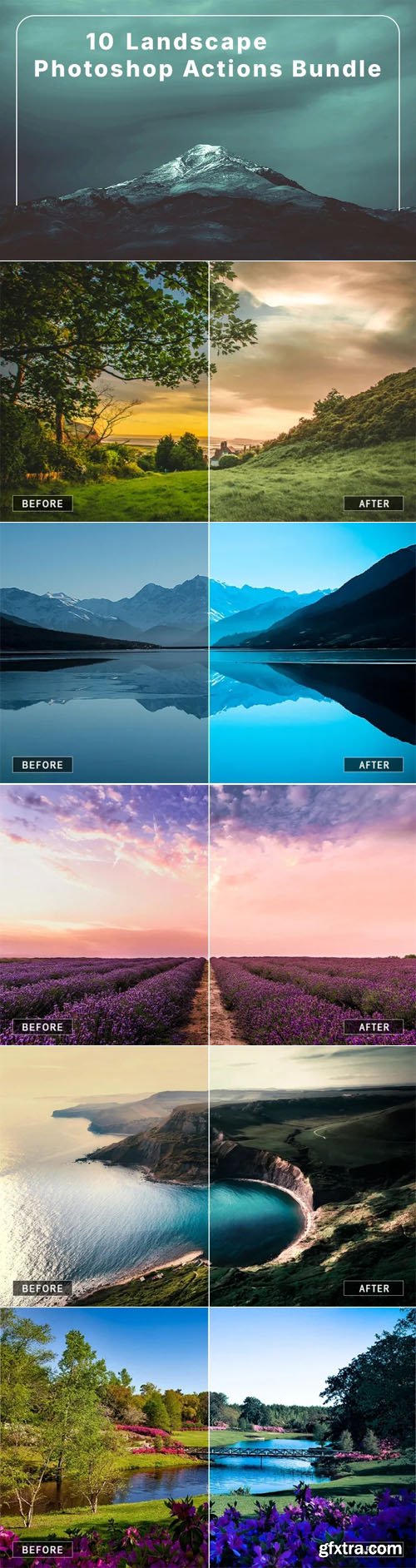 10 Landscape Photoshop Actions Bundle