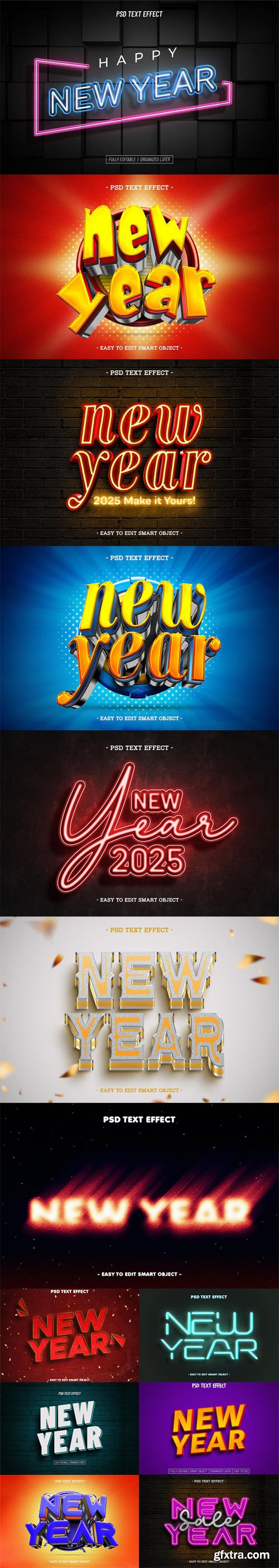 Happy New Year 2025 Editable Text Effects for Photoshop