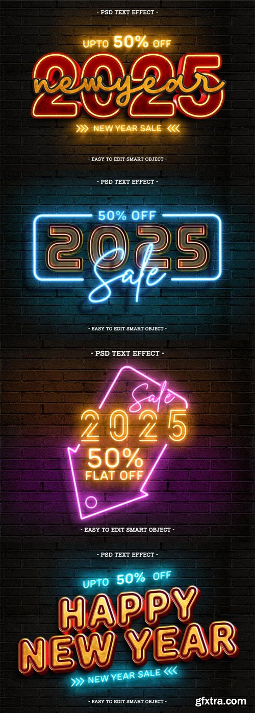 New Year 2025 Sales Text Effects for Photoshop & Illustrator