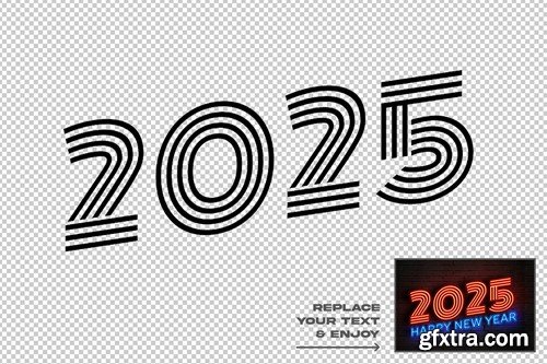 Neon Style New Year 2025 Editable Text Effect Set EEHJCN8