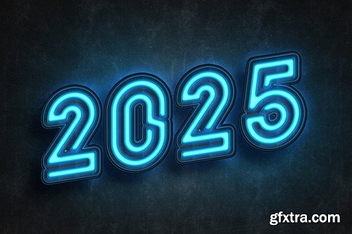 Neon Style New Year 2025 Editable Text Effect Set EEHJCN8