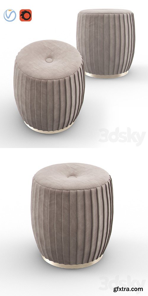 BELLA Beige Velvet Ottoman