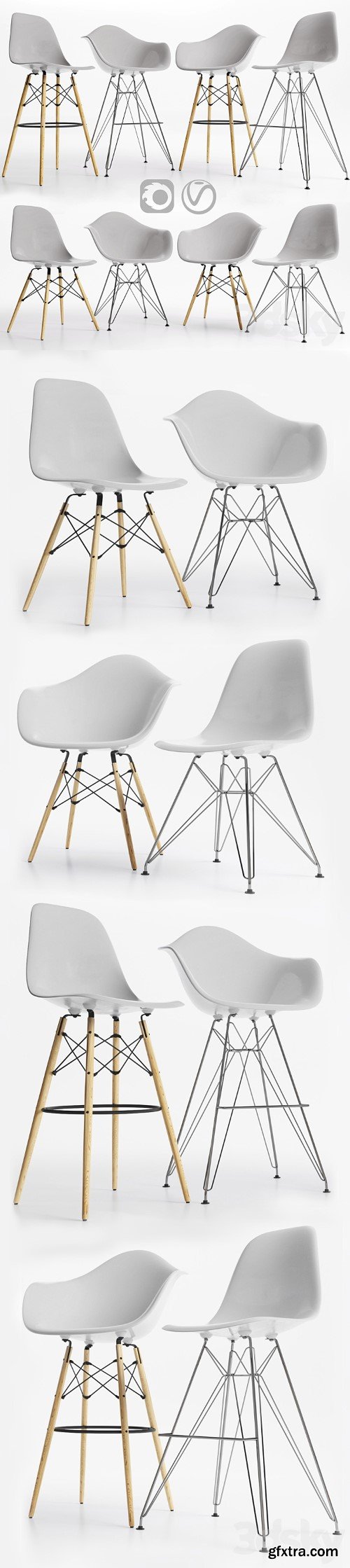 Eames Plastic Side Chairs GRAY