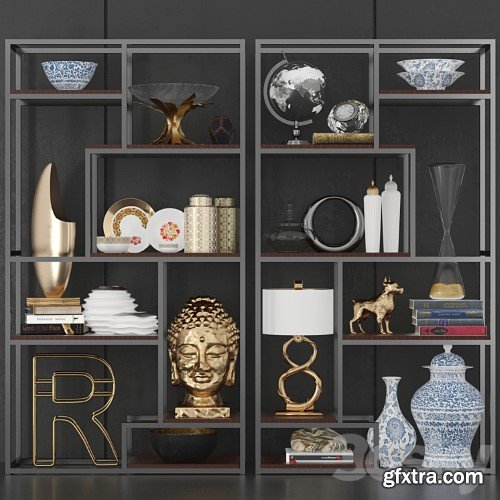 Minimalist shelving with decor and accessories for design projects 7