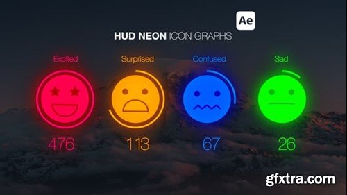 Videohive HUD Neon Icon Graphs 55977258