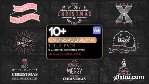 Videohive 12 Chalkboard Christmas Title Pack 4K 55961424