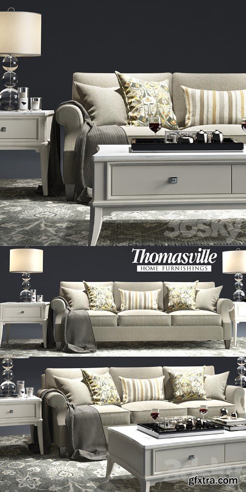 Thomasville_Tawny Sofa_Manuscript Cocktail Table