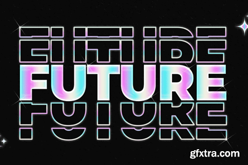 Stacked Holographic Text Effect 85YCGT6