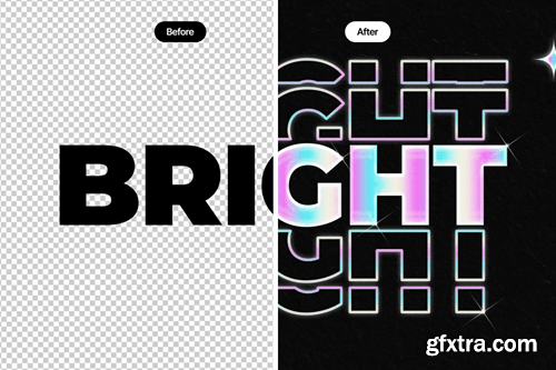 Stacked Holographic Text Effect 85YCGT6