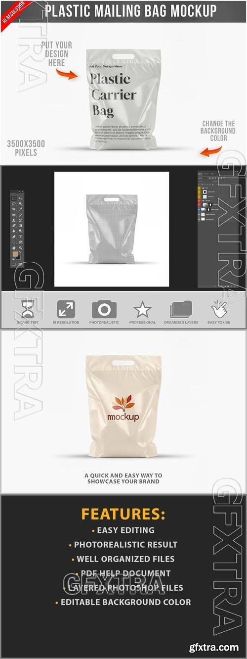 Plastic Mailing Bag with Handle Mockup ZZ5H2JJ