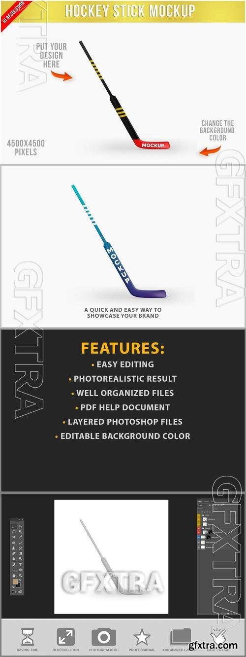 Hockey Stick Mockup - Front View 3DALD2Z