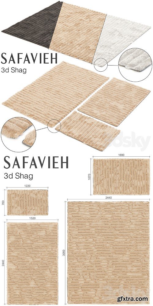 SAFAVIEH 3D SHAG SET