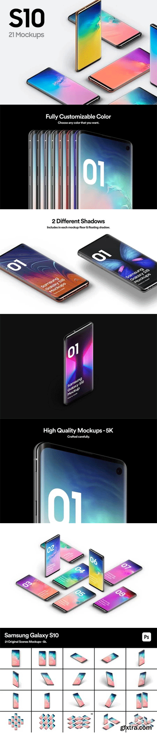 Samsung Galaxy S10 - 21 Mockups Scenes