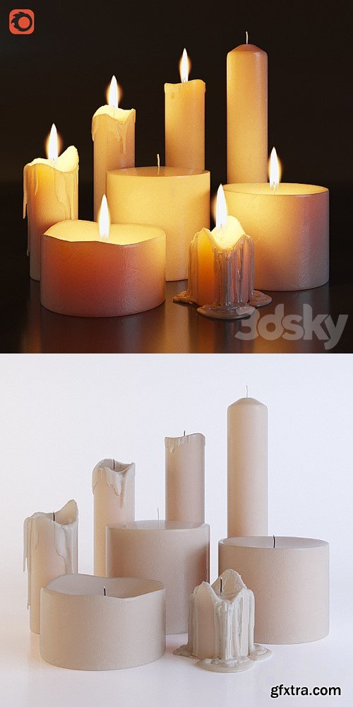 Set of burning candles