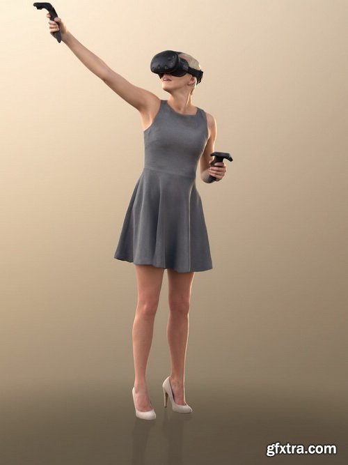 CgTrader - Ina 10012 - Woman In Summer Dress With VR Headset And Controller 3D model