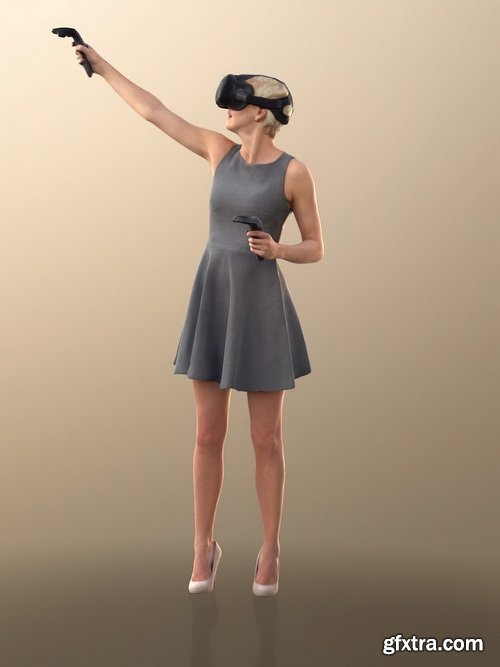 CgTrader - Ina 10012 - Woman In Summer Dress With VR Headset And Controller 3D model