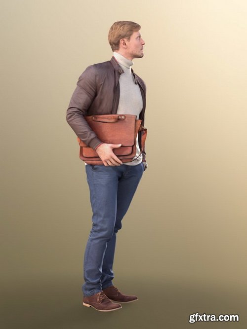 CgTrader - Andrew 10599 - Stylish Guy Man with leather jacket and suitcase VR / AR / low-poly 3d model