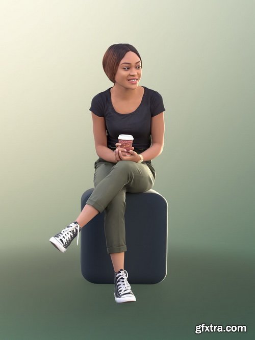 CgTrader - Iona 10625 - Casual Woman Sitting With Coffee Cup 3D model