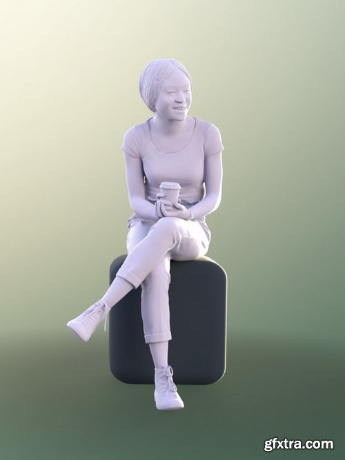 CgTrader - Iona 10625 - Casual Woman Sitting With Coffee Cup 3D model