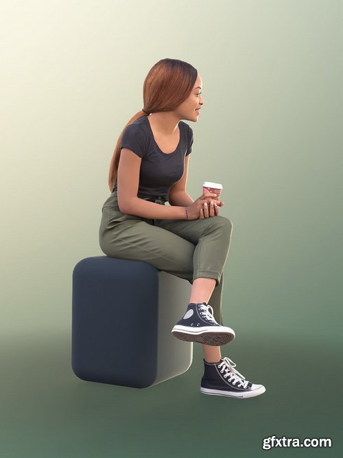 CgTrader - Iona 10625 - Casual Woman Sitting With Coffee Cup 3D model