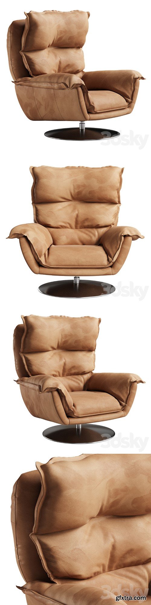 Dunn Leather Swivel Arm Chair