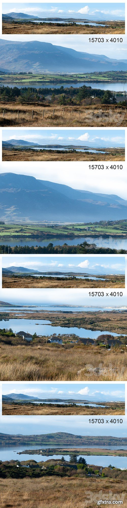 Autumn panorama. Northern Ireland. View of the mountains and the bay.