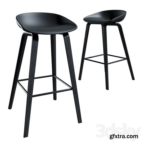 Black wooden bar stool